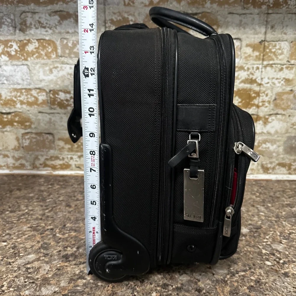 Tumi Rolling Briefcase Mens OS Black Good Ballistic Nylon Leather Travel Bag
